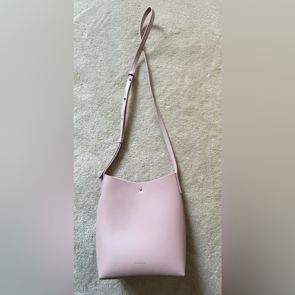 SAMARA Vegan Leather Shoulder Bag in Peony Pink Medium - Picture 3 of 5
